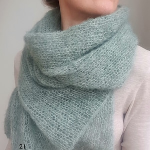 Hand Knitted Alpaca Silk Women Scarf, Lightweight Luxury Wedding Stole, Custom Knit image 5