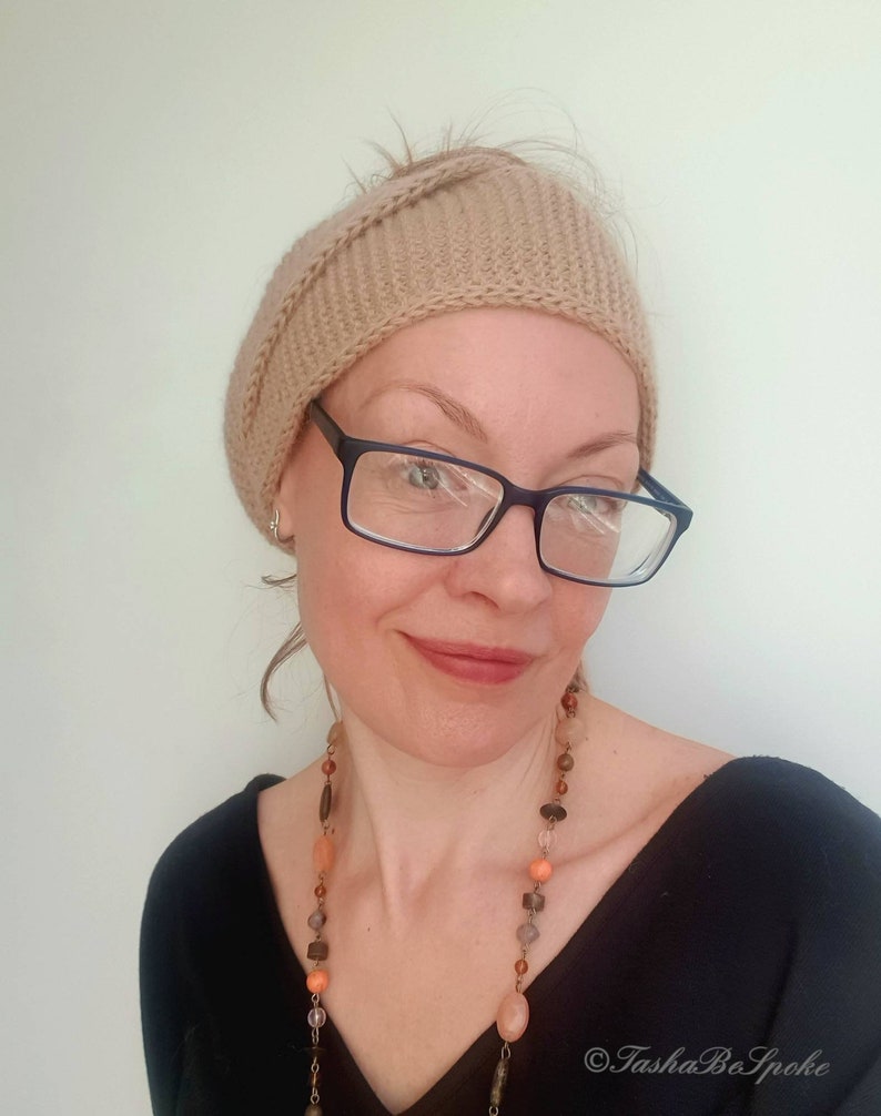 Handstickad alpackahalsduk: Bandana-pannband för kvinnor bild 6