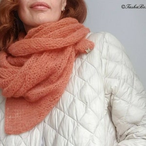 Hand Knitted Alpaca Silk Women Scarf, Lightweight Luxury Wedding Stole, Custom Knit image 7