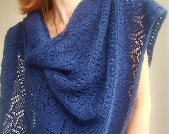 Hand Knitted Alpaca Lace Shawl, Elegant Wedding Shoulder Wrap, Custom knit, Unique gift for women