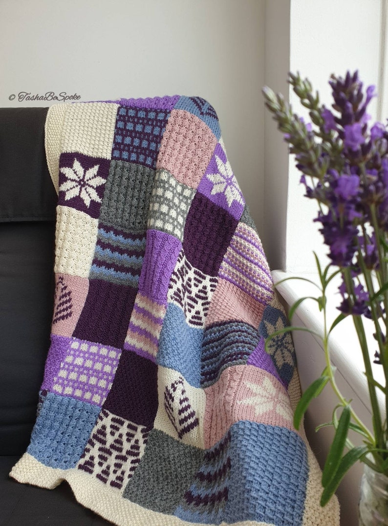 Hand knitted blanket Woolen patchwork throw Scandinavian style Etsy