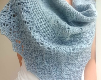 Hand Knitted Alpaca Shawl, Lace Knit Women Triangular Scarf, Wedding shawl