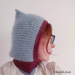 Bonnet à capuche en tricot, cagoule tricotée pour l'hiver, capuche tricotée à la main, capuche, masque de ski, bonnet tricoté, écharpe faite main, cadeau d'anniversaire pour femme