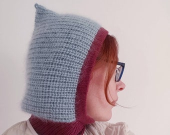 Handgestrickte Mohair Balaclava, Merino Wolle Haube, Frauen stricken Schal, Winter Ski Maske