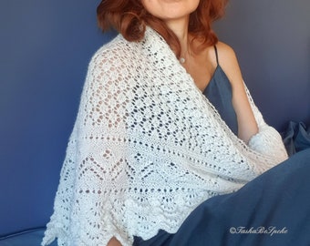 Hand Knitted Alpaca Lace Shawl, Elegant Knitwear, Made to Order, Wedding clothes