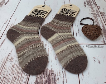 Wool hand knitted socks, Unisex socks, Multicolored unique socks, Made to order socks, Birthday gift for her, Handmade gift for him