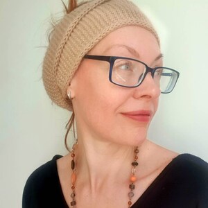 Handstickad alpackahalsduk: Bandana-pannband för kvinnor bild 4