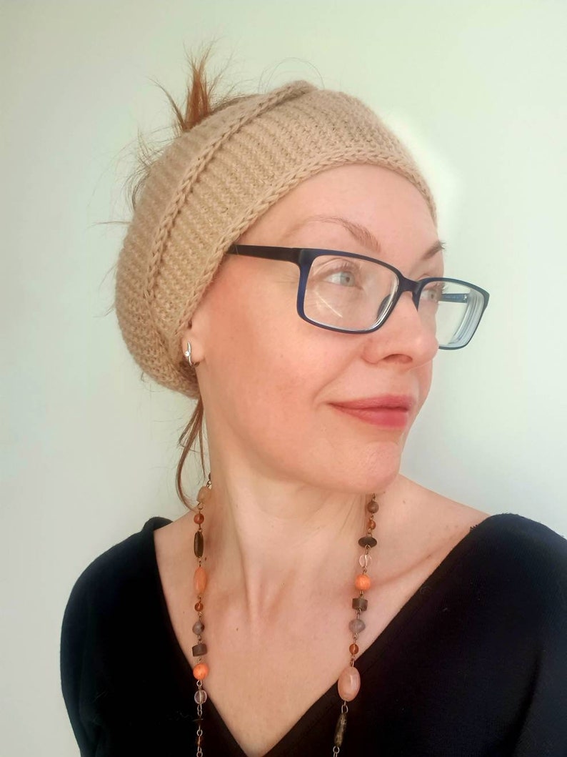 Handstickad alpackahalsduk: Bandana-pannband för kvinnor bild 4