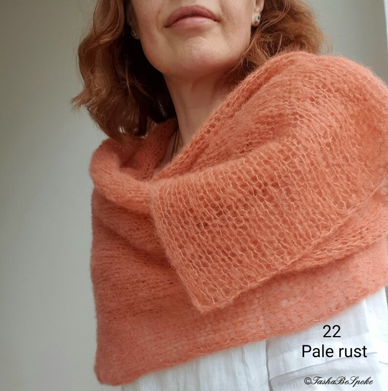 Hand Knitted Alpaca Silk Women Scarf, Lightweight Luxury Wedding Stole, Custom Knit image 4