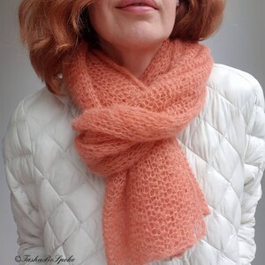 Hand Knitted Alpaca Silk Women Scarf, Lightweight Luxury Wedding Stole, Custom Knit image 8
