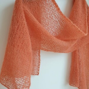 Hand Knitted Alpaca Silk Women Scarf, Lightweight Luxury Wedding Stole, Custom Knit image 2