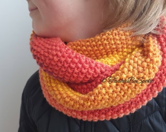 Hand Knitted Kids Infinity Scarf: Unisex Wool Blend Neck Warmer