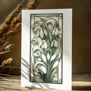 Geburtstagskarte zum Ausdrucken Blumen Geburtstag Jugendstil Schneeglöckchen Blumen Januar Geburt Monat Blume Digitaler Download botanische Karten