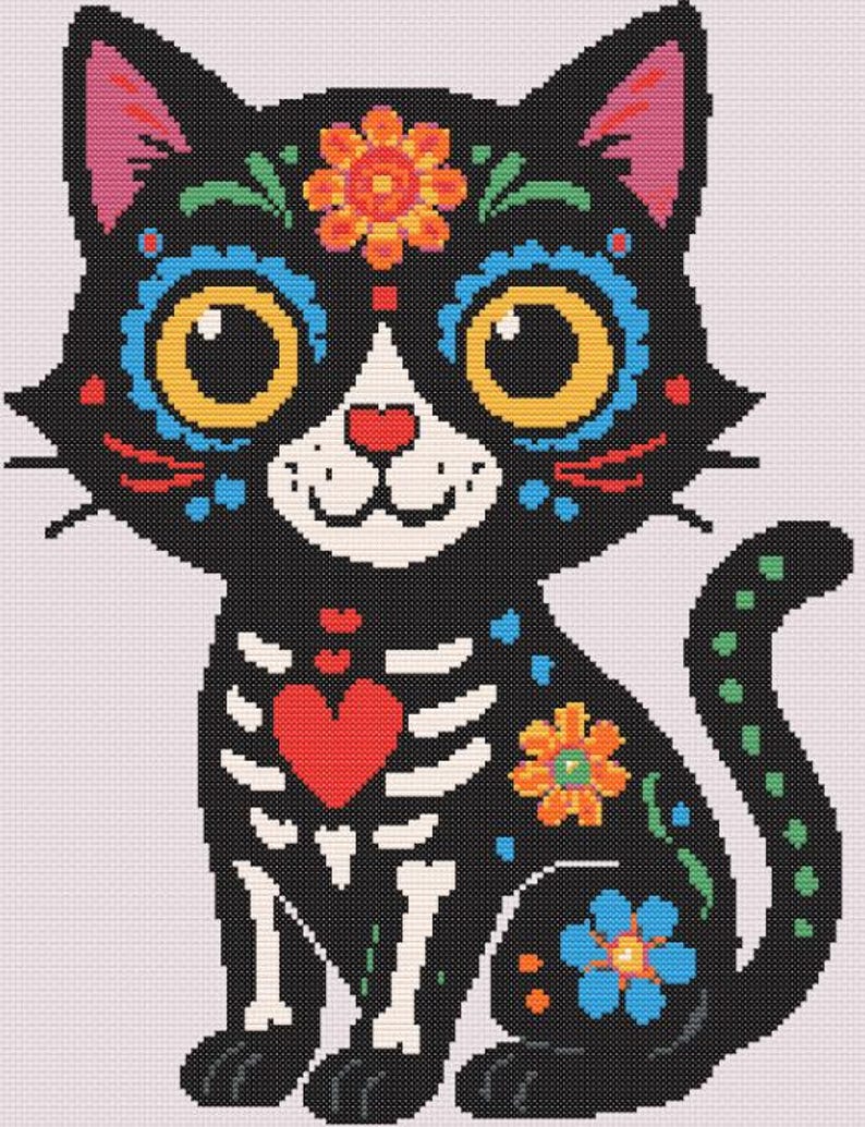 Day of the Dead Dia De Los Muertos Cross Stitch, 150x194 Sugar Skull ...