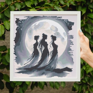 Three Muses Cross Stitch Pattern Instant PDF Download Books and Mythology Watercolor Cross Stitch Hand Embroidery Bookworm Pattern