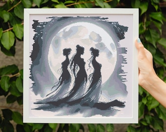 Three Muses Cross Stitch Pattern Instant PDF Download Books and Mythology Watercolor Cross Stitch Hand Embroidery Bookworm Pattern