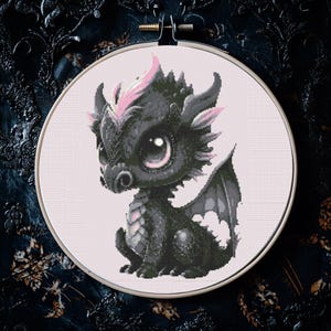 Black Dragon Cross Stitch , 146x200,  Dragon Cross Stitch Pattern, PDF Digital Download, Gothic, Modern Cross Stitch Gift, Fantasy Gift