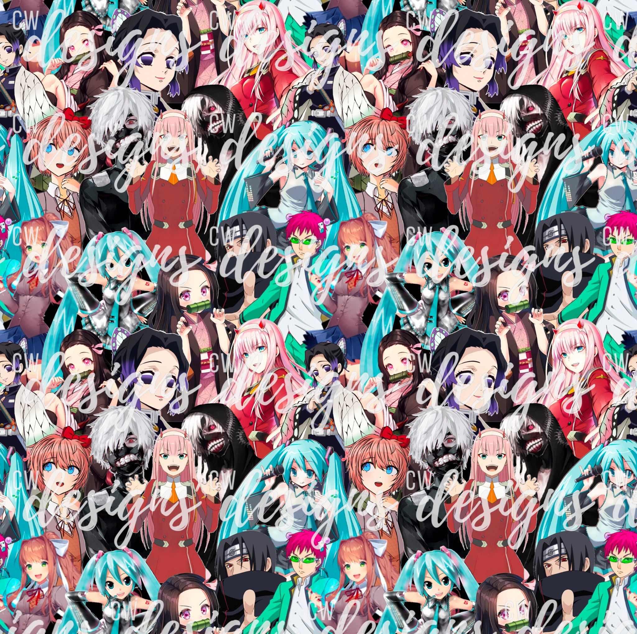 Anime Friends Slayer Digital Seamless Pattern Etsy