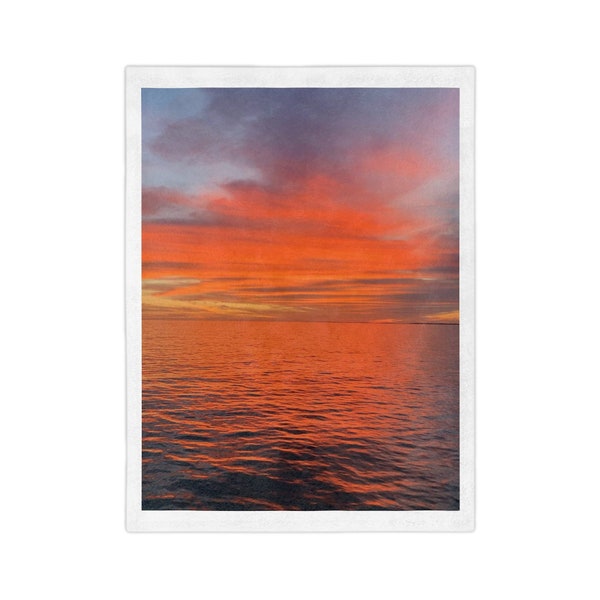 Velveteen Minky Blanket w Tangerine Sky Sunset