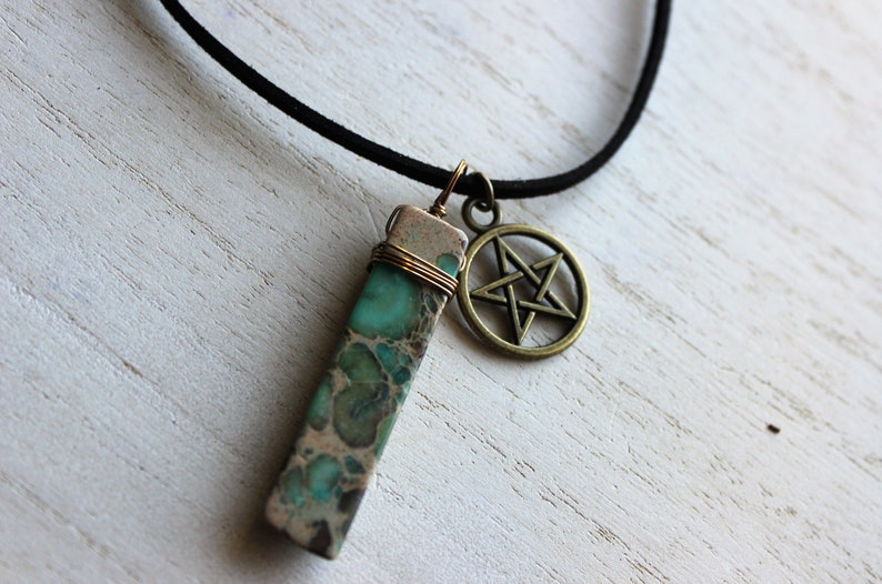 Pentacle Necklace for Women Pentacle Necklace Pentagram Necklace Crystal Necklace Blue Jasper Pentacle Necklace Wicca Jewelry Gemstone