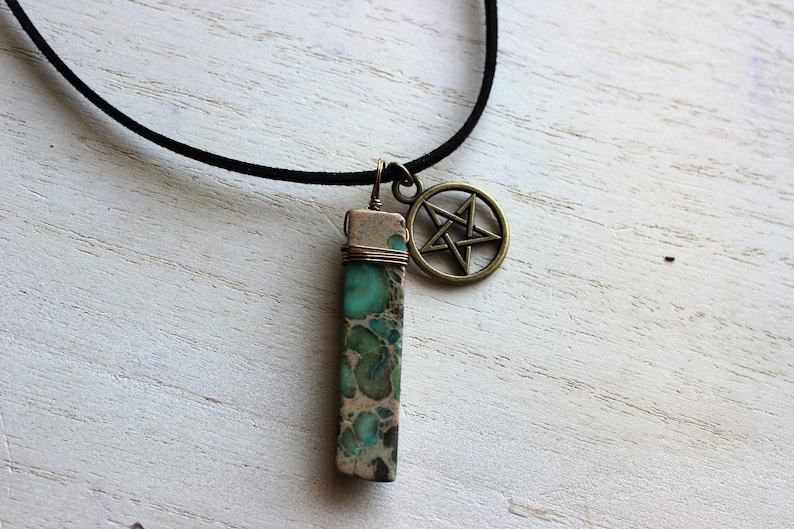 Pentacle Necklace for Women Pentacle Necklace Pentagram Necklace Crystal Necklace Blue Jasper Pentacle Necklace Wicca Jewelry Gemstone