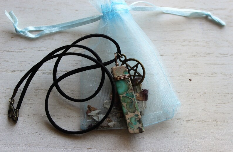 Pentacle Necklace for Women Pentacle Necklace Pentagram Necklace Crystal Necklace Blue Jasper Pentacle Necklace Wicca Jewelry Gemstone