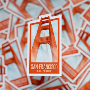 Golden Gate Bridge San Francisco Aufkleber - Individuell illustrierter Reiseaufkleber