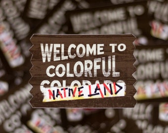 Colorful Colorado Native Land Glossy Vinyl Sticker (3x2 inch)