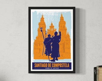 Camino De Santiago Travel Poster – Pilgrim Art Print (12x18)