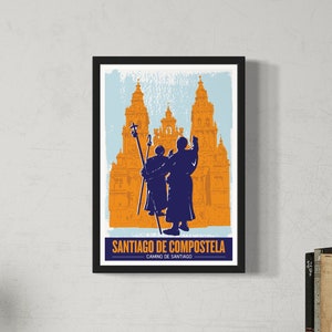 Santiago De Compostela Travel Poster - 12x18- A great gift for pilgrims and world travelers on the Camino De Santiago