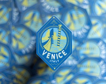 Vintage Styled Venice Travel Sticker with a Subtle Cinematic Twist