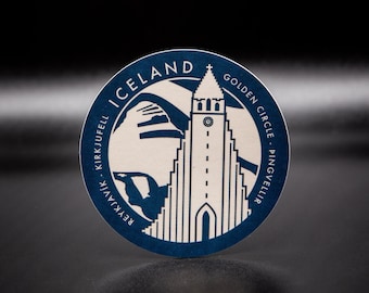 Iceland Travel Sticker: Retro Vinyl Decal, Reykjavik & Northern Lights