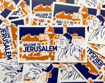 Jerusalem Travel Sticker: Retro Vintage Style, Temple Mount Vinyl