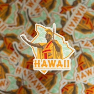 Pegatina de viaje de Hawái con el rey Kamehameha: ¡celebre la belleza y la cultura de Hawái!