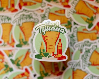 Tijuana Travel Sticker: Vibrant Taco & Mexican Food Art
