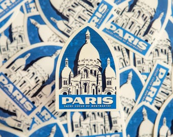 This illustrated Sacre Coeur travel sticker captures the charm of Paris.