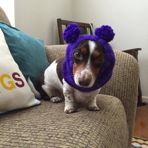 Dog snood hat. Dog neck warmer.Dachshund clothes . Dog clothes .pet clothes. Dog gift. Pet gifts. Mouse ears dog hat. Pompom ears snood. Pom Pom ears