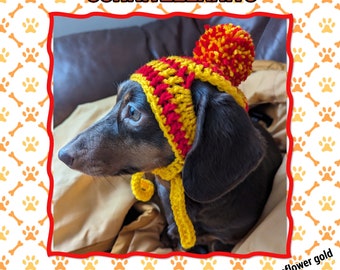 Striped dog beanie hat. Dog bobble hat. Dog clothes. Dachshund clothes. Pet clothes. Small dog hat. Puppy clothes.