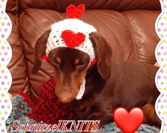 Valentine’s Day dog hat.dog clothes. Love heart hat for dog. Small dog clothes. Dachshund hat