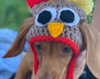 Thanksgiving turkey dog hat . Fancy dress dog hat  for small dogs .  American holiday dog hat . Pet clothes , dog clothes. Cat hat. Dog prop