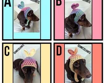 Bonnet de lapin de Pâques pour chien aux couleurs pastel. Chapeau pour chien. Bonnet pour chiot. Vêtements pour chien