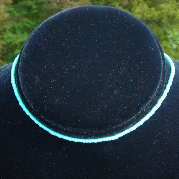 Teal choker necklace, turquoise necklace. Single strand teal necklace. Gift for her. Small Seed bead Choker necklace. Choose length