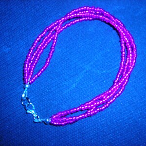 Multi Strand Rose Iridescent Czech Bead Bracelet, gift for her,Boho jewelry, Seed Bead, Rose sparkly beads, Valentines gift, bridal gift #97