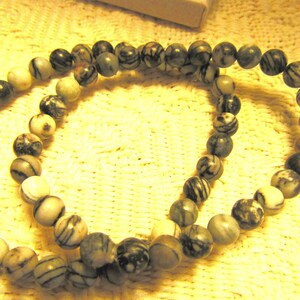 Spider Web Jasper 6MM gem stretch bracelet. Black and white web Jasper stone. Unusual lovely stones. Nurturer stone, Soothing stone calming