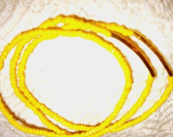 4 Sunny yellow bracelets with gold bar tubes.Yellow seed bead bracelets. Ladies stretch bracelets. Bright gold tube accents. Sunshine bright