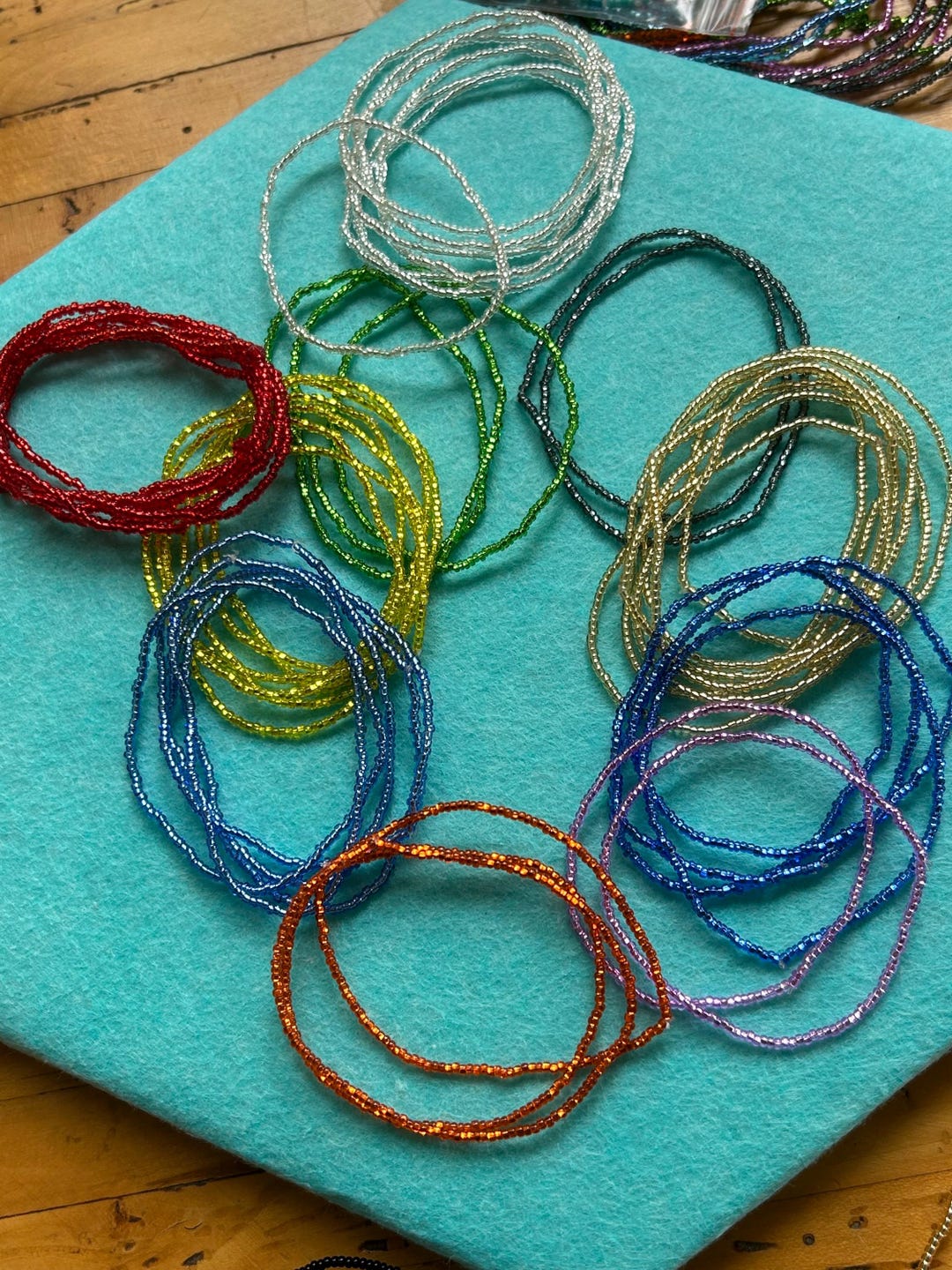 Sparkling Iridescent Beaded Stretch Bracelets, Set of 4 - Etsy display picture 1