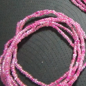 Five Rose pink AB  bracelets with strong stretch cord. Gift for her. Seed bead set of 5,dainty bracelets,seed bead jewelry,sparkly set #245