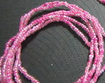 Five Rose pink AB  bracelets with strong stretch cord. Gift for her. Seed bead set of 5,dainty bracelets,seed bead jewelry,sparkly set #245