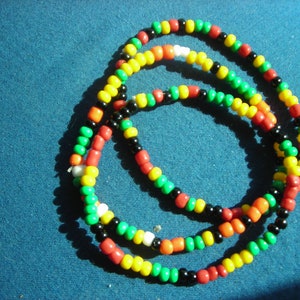 3 Rasta 4mm Beaded bracelets. African jewelry, vibrant colors, Bracelets, ankle bracelets,for her,choose your size,add necklace to match 165