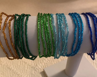 SALE!! Five (5) of the most sparkling, iridescent,glistening czech seed bead bracelets ever.These glittery bracelets are a WOW on your wrist